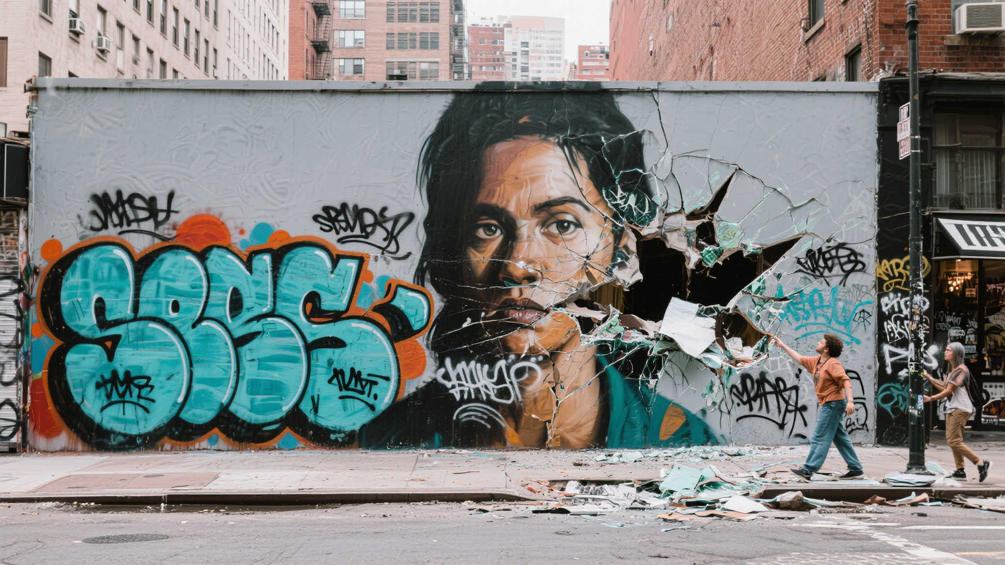 尼科-威廉斯壁画被毁,面部完全涂改成新颜色 尼科-威廉斯壁画被毁,面部完全涂改成新颜色